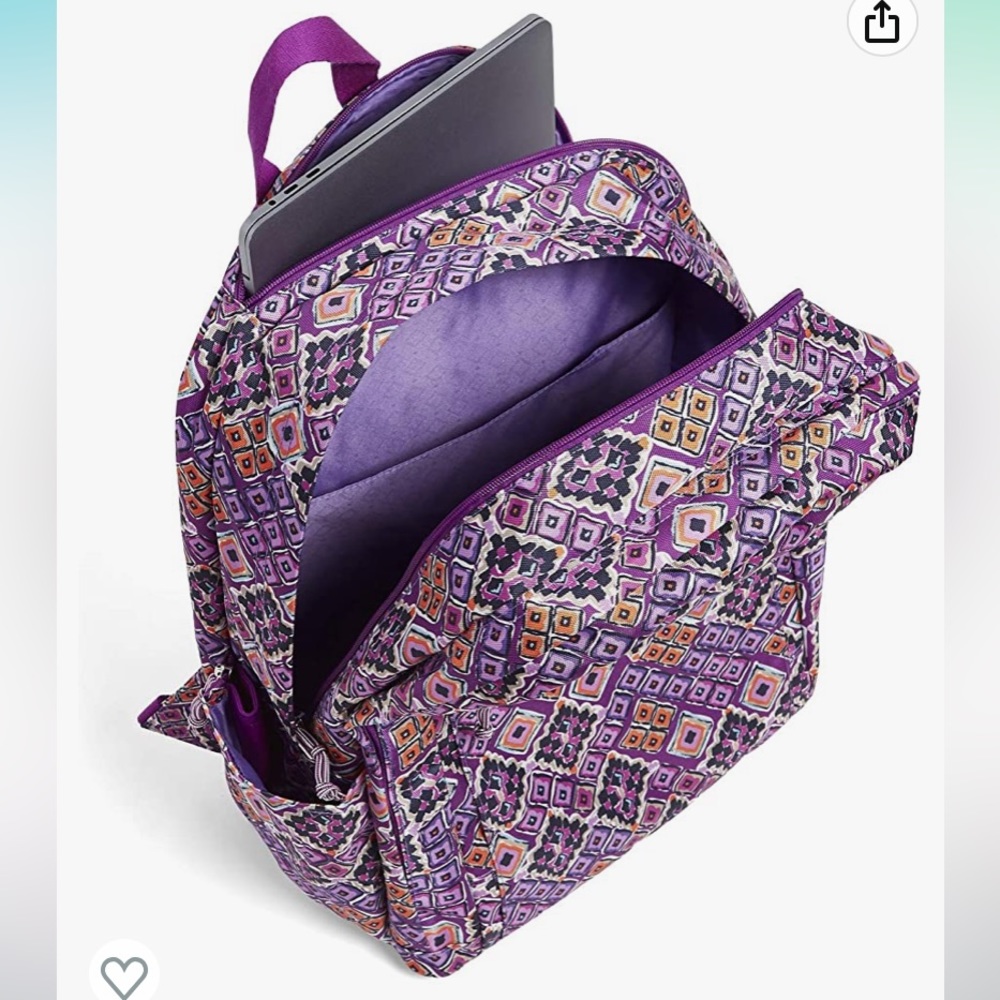 π 2x HP! NEW Vera Bradley Lighten Up Grand Backpack - Dream Diamonds Purple - Picture 5 of 11